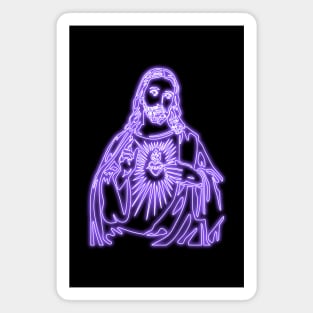 Sacred Heart of Jesus Christ - violet neon Magnet